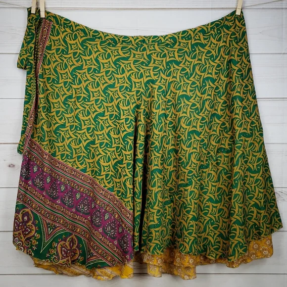 Darn Good Yarn Sari Silk Wrap Skirt Ankle Goddess - Picture 5 of 16